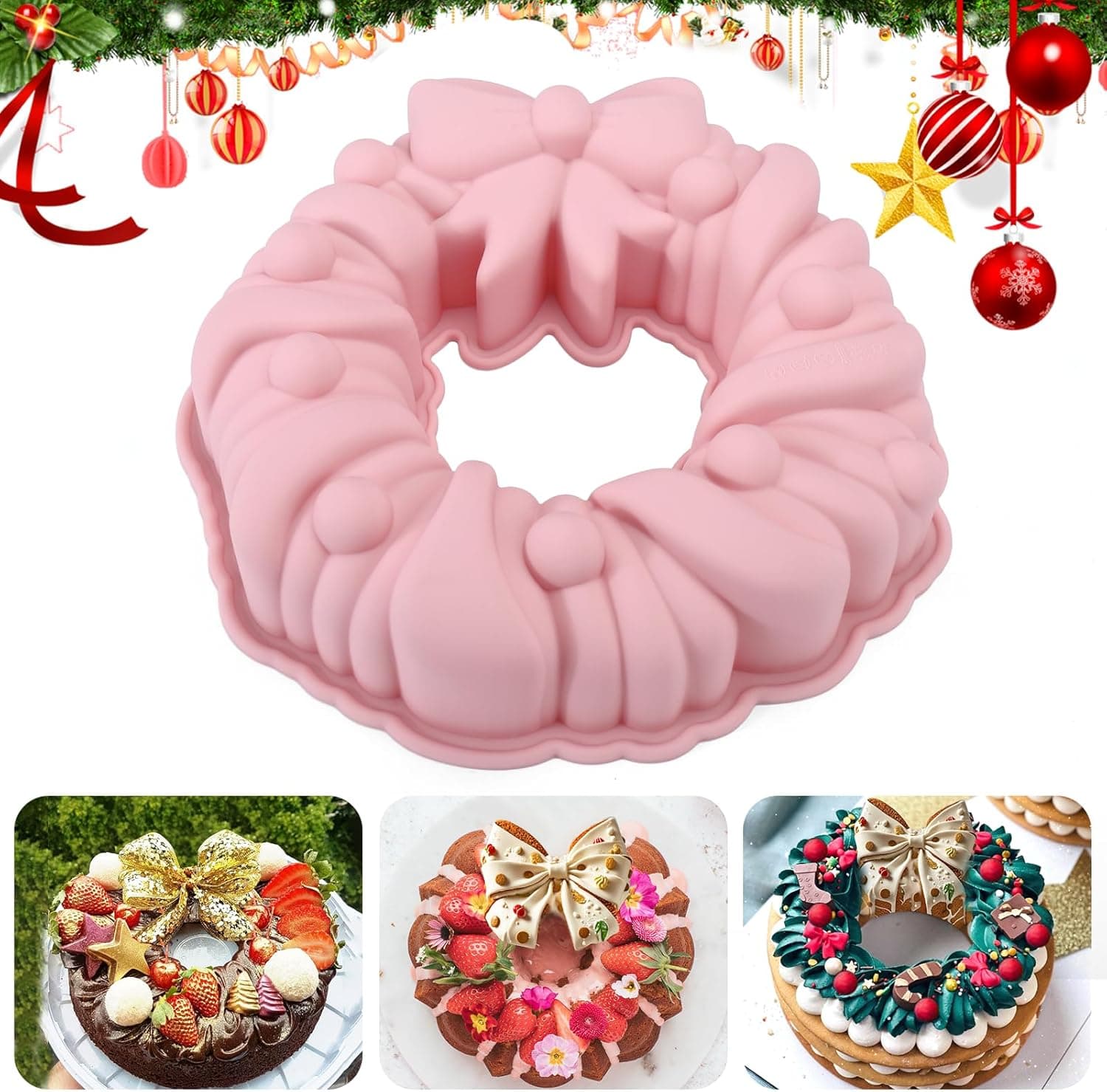 Palksky Bow Shaped Novelty Cake Pans, 9.5 Inch Bows Silicone Mold, Nonstick