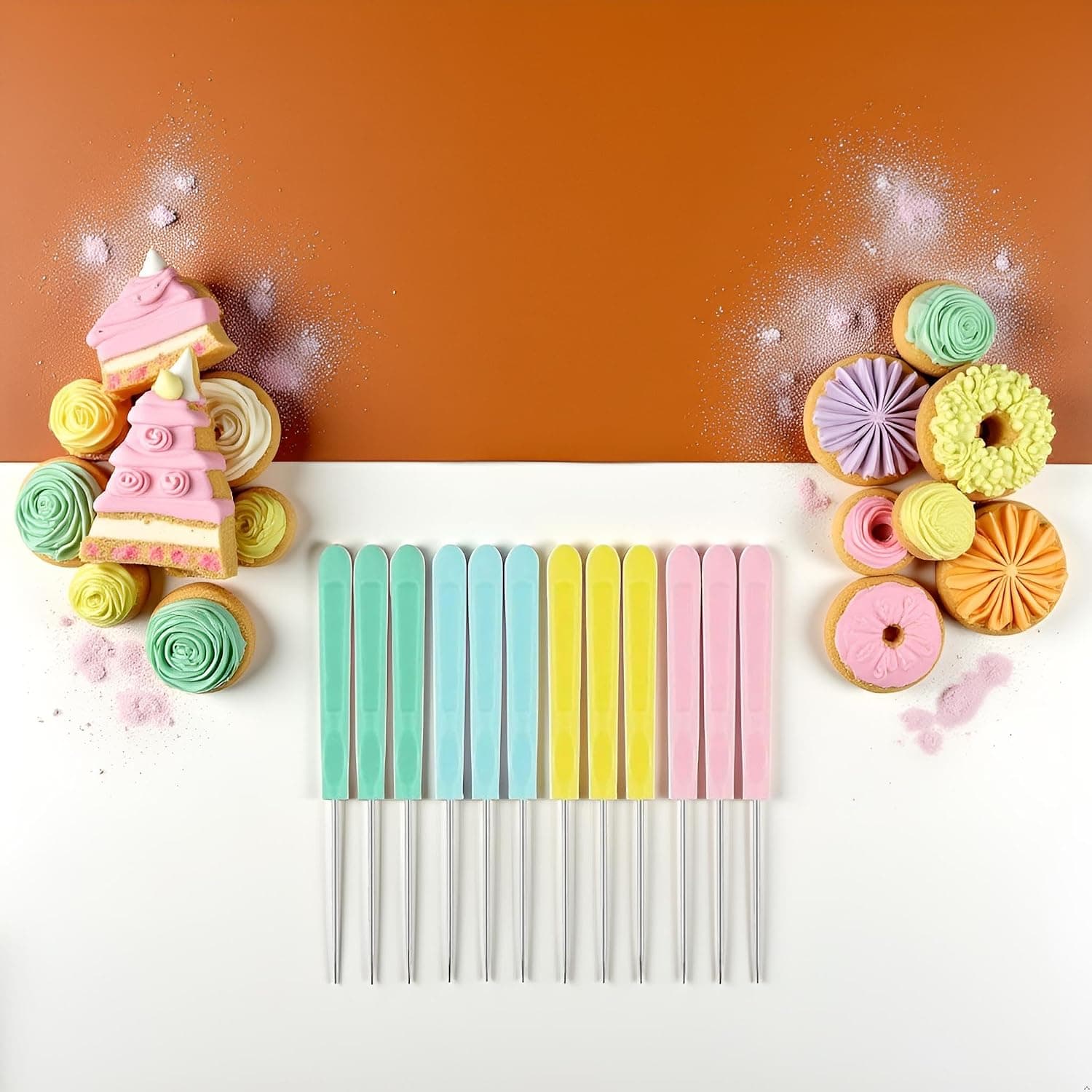 12 Pcs Multicolour Cookie Decorating Scribe Supplies, Stainless Steel Fondant Sugar Stir Needle Icing Pin Kit