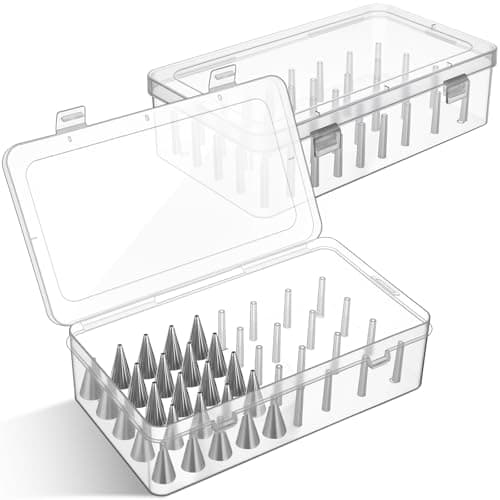 Fiwochic 2 Pcs Piping Tip Box with Fixed Pins, 84 Tip Storage, Clear | Cake Decorating Organizer with Secure Pin Slots, See-through Lid for Quick Access, Holds 84 Pieces, Protects from Dust
