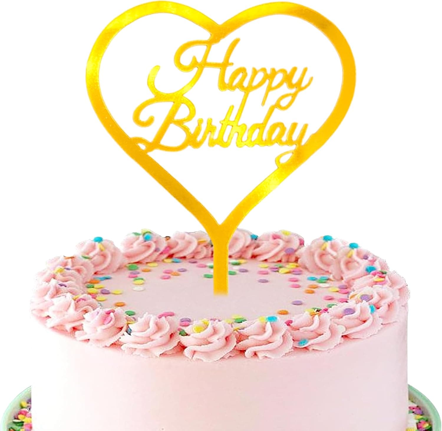 Gold Happy Birthday Cake Topper - Mirror Acrylic Versatile Cake Decoration for Birthday Party