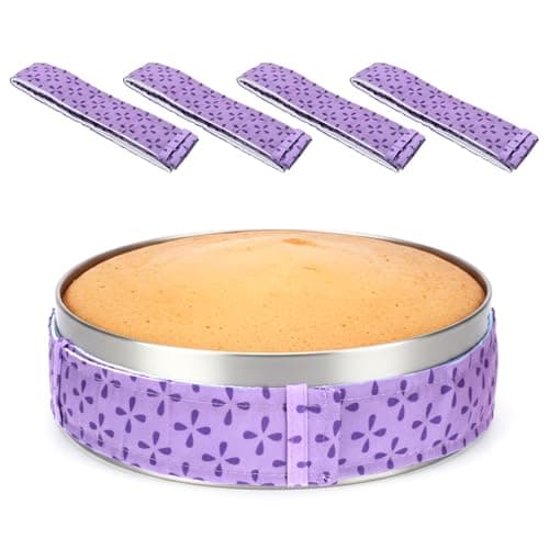 4 PCS Cake Strips for Baking Evenly, Dampen Baking Strips for Cake Pans Strip Absorbent Thick Cotton Strip Adjustable Cakes Pan Wraps Uniform Bakings, Baked Supplies Kitchen Bakery Restaurant, Purple