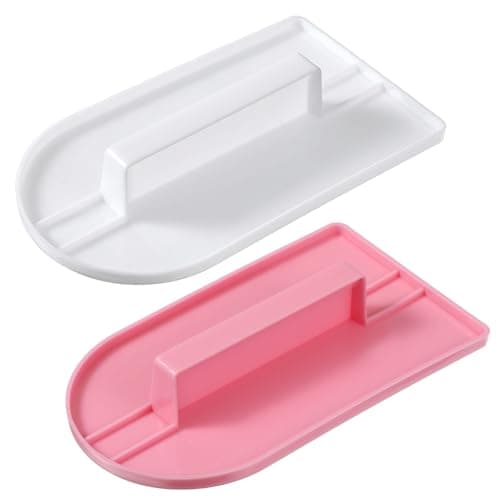 2 Pcs Cake Decoration Icing Smoother, Fondant Smoothing,Plastic Polisher Cake Decorating Tools, Fondant Smoother Set, Icings Scraper Paddle Tool for DIY Cake (5.7" x 3.1", Pink, White)