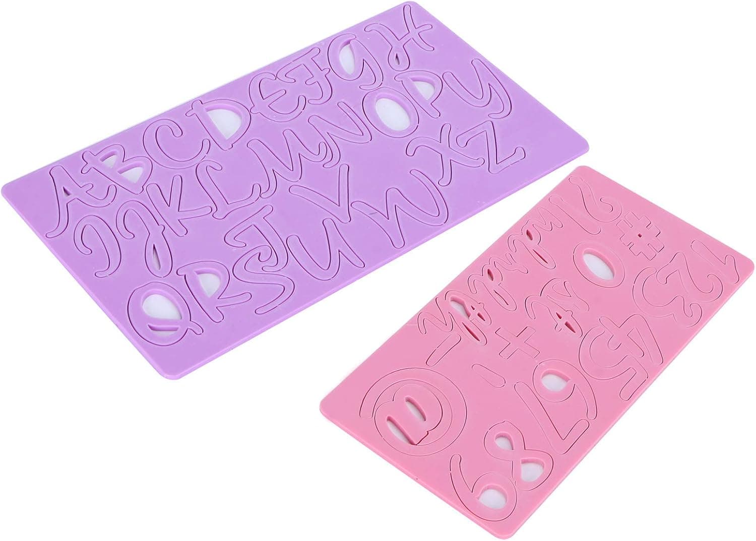 Fondant Cake Embosser Tool - Alphabet & Numbers Acrylic Stamps for Cake Decorating with 2 Brushes