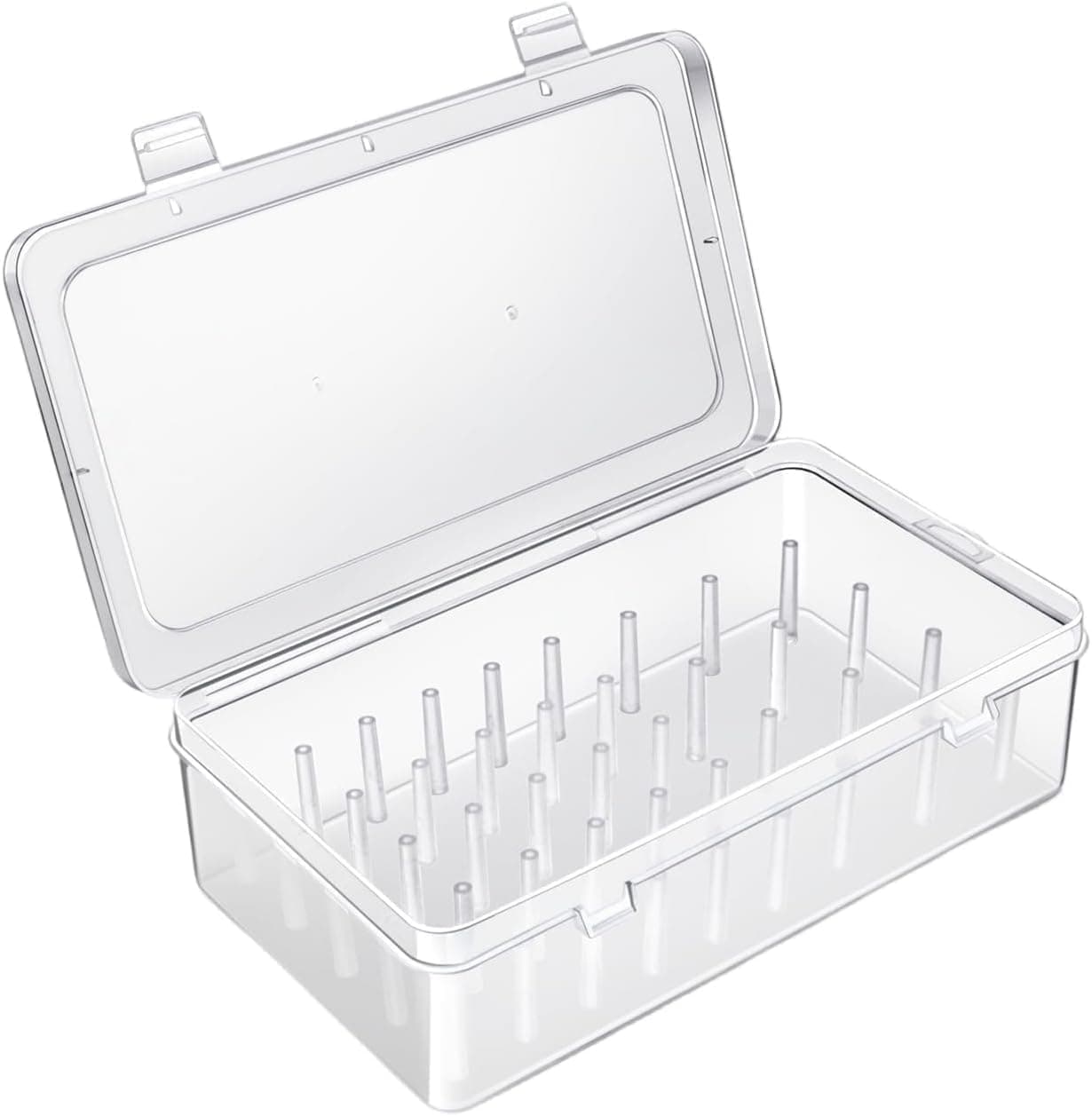 Piping Tip Storage Box - Transparent Stackable Organizer with Dual-Spacing Frosting Tip Holder, Waterproof Case (White)
