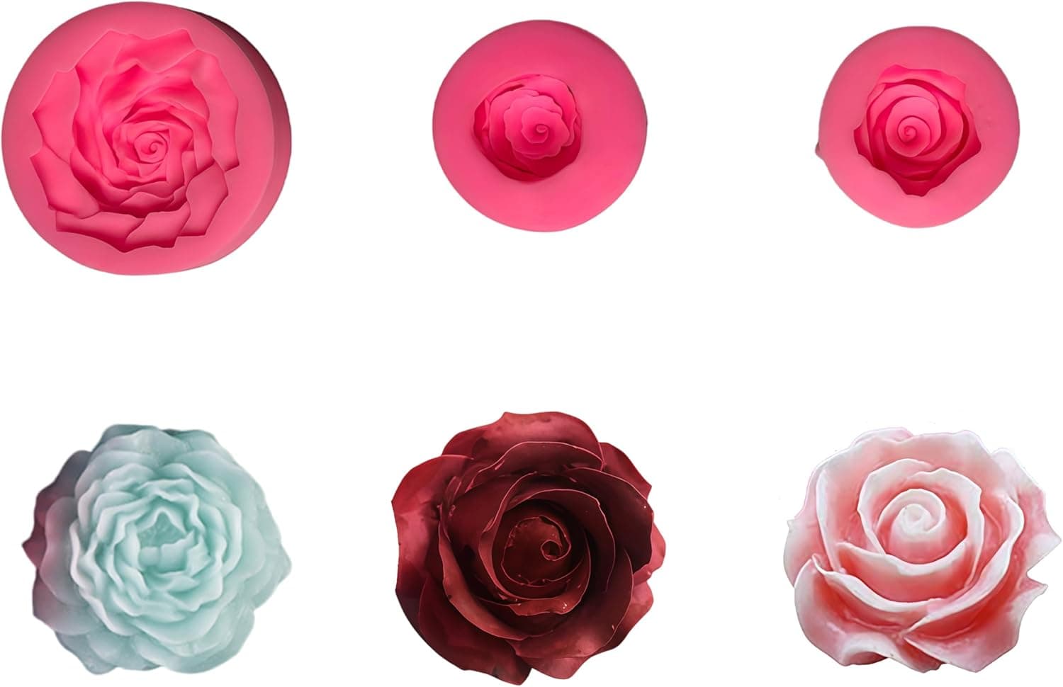 Chistylr Fondant & Gum Paste Molds, 3D Flower Mold Set of 3 Silicone mold for baking, candy, chocolate, rose flower DIY crafts
